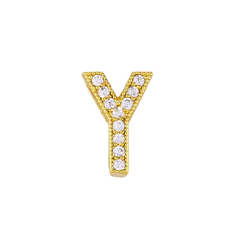 Wholesale 26 English Alphabets Gold-plated Necklaces with Diamonds